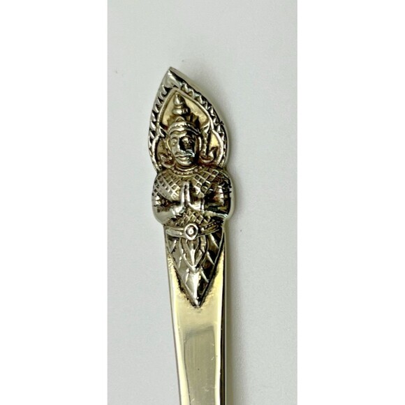 Siam Thepanom Thailand Souvenir silver spoon infant length 4 1/2" - Picture 2 of 4